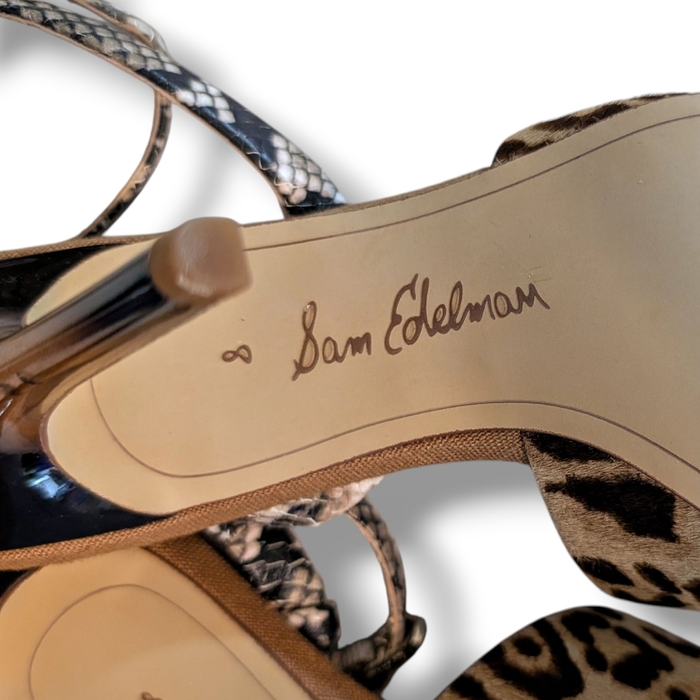 SAM EDELMAN Aly Leopard Print Strappy Heeled Sandals, Size 8 - Picture 9 of 10